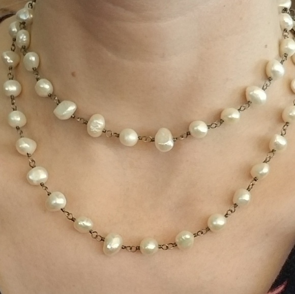 VGUC Silpada freshwater pearl necklace wear long or double STERLING SILVER - Picture 3 of 3